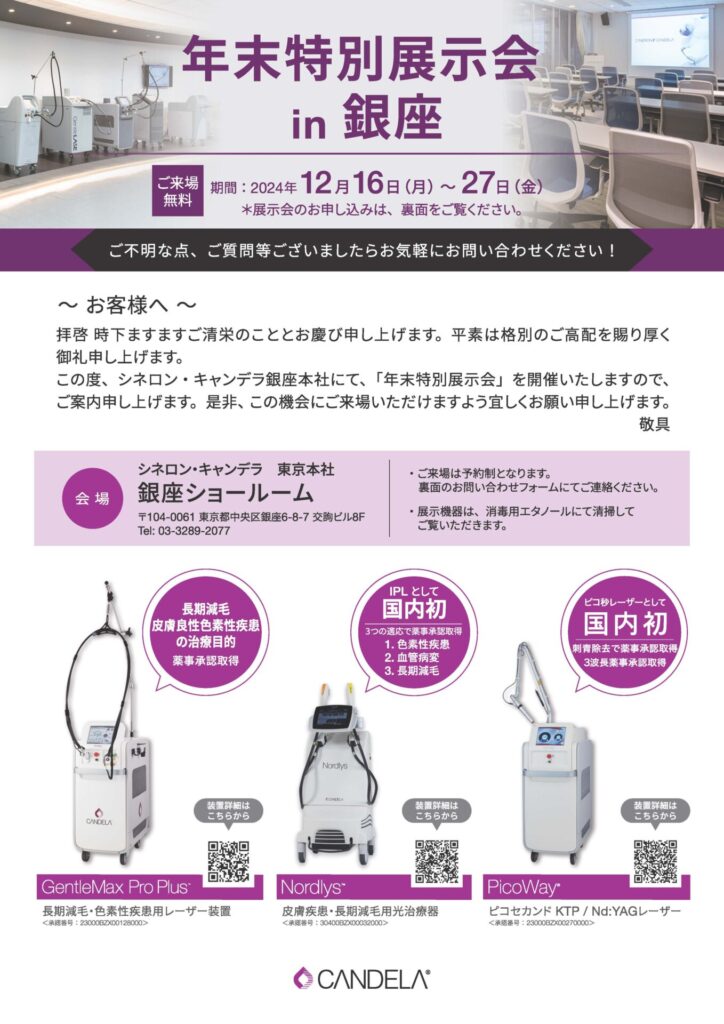 シネロンキャンデラ銀座展示会12月チラシ